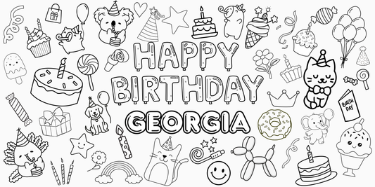 Color Your Own Personalized Birthday Party Banner | Fun Party Coloring Activity | Personalized Birthday Coloring Page