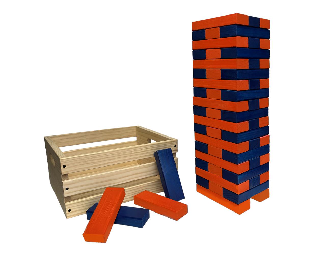 Colorful Giant Wooden Stacking Tower Game and Wood Crate | Life-Size Yard Game