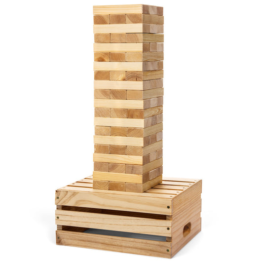 Giant Wooden Stacking Tower Game and Wood Crate | Life-Size Outdoor Party & Yard Game