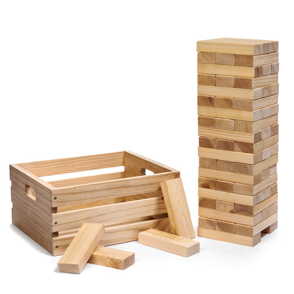 Giant Wooden Stacking Tower Game and Wood Crate | Life-Size Outdoor Party & Yard Game