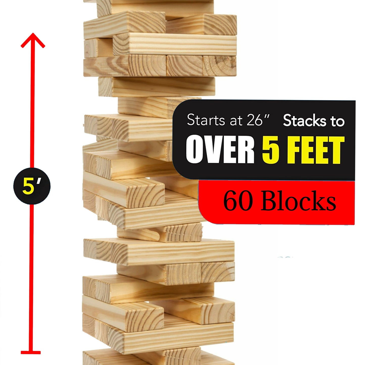 Giant Wooden Stacking Tower Game and Wood Crate | Life-Size Outdoor Party & Yard Game
