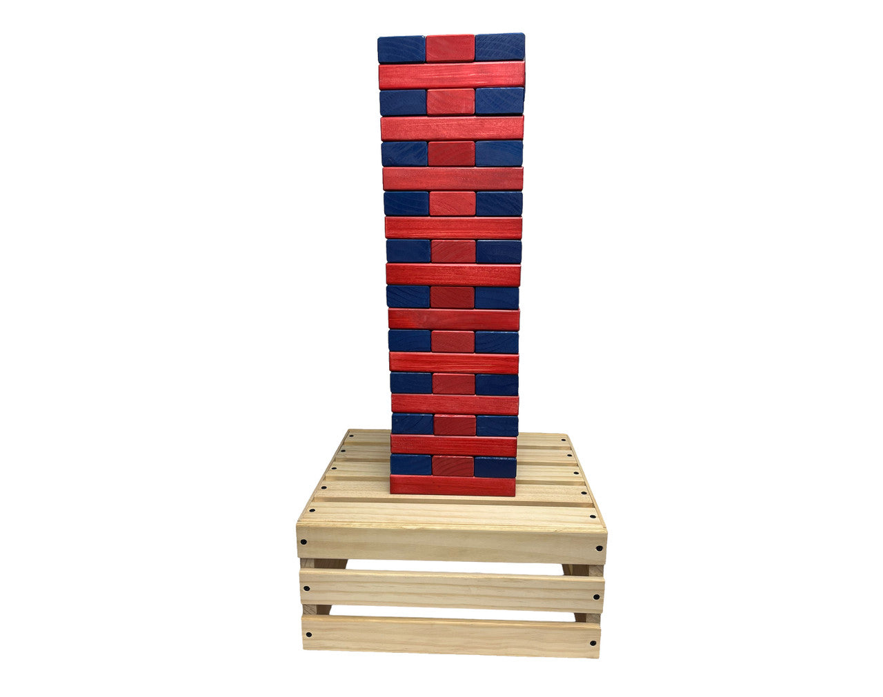 Colorful Giant Wooden Stacking Tower Game and Wood Crate | Life-Size Yard Game