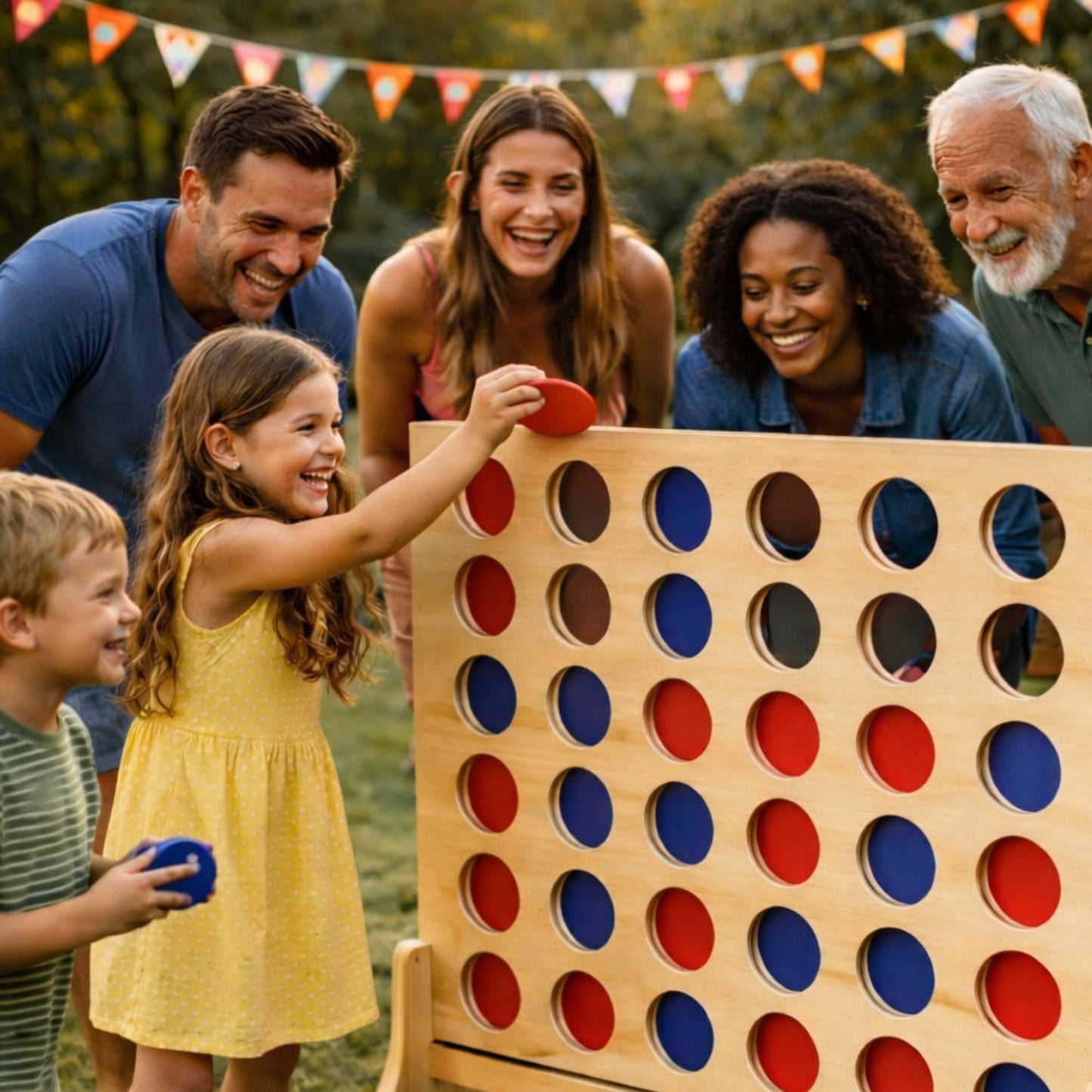 Natural Wood Giant Four in a Row  – Party Game Rental