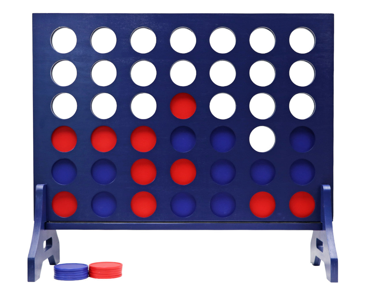 Navy Blue Wood Giant Four in a Row | Life-Size Yard Game